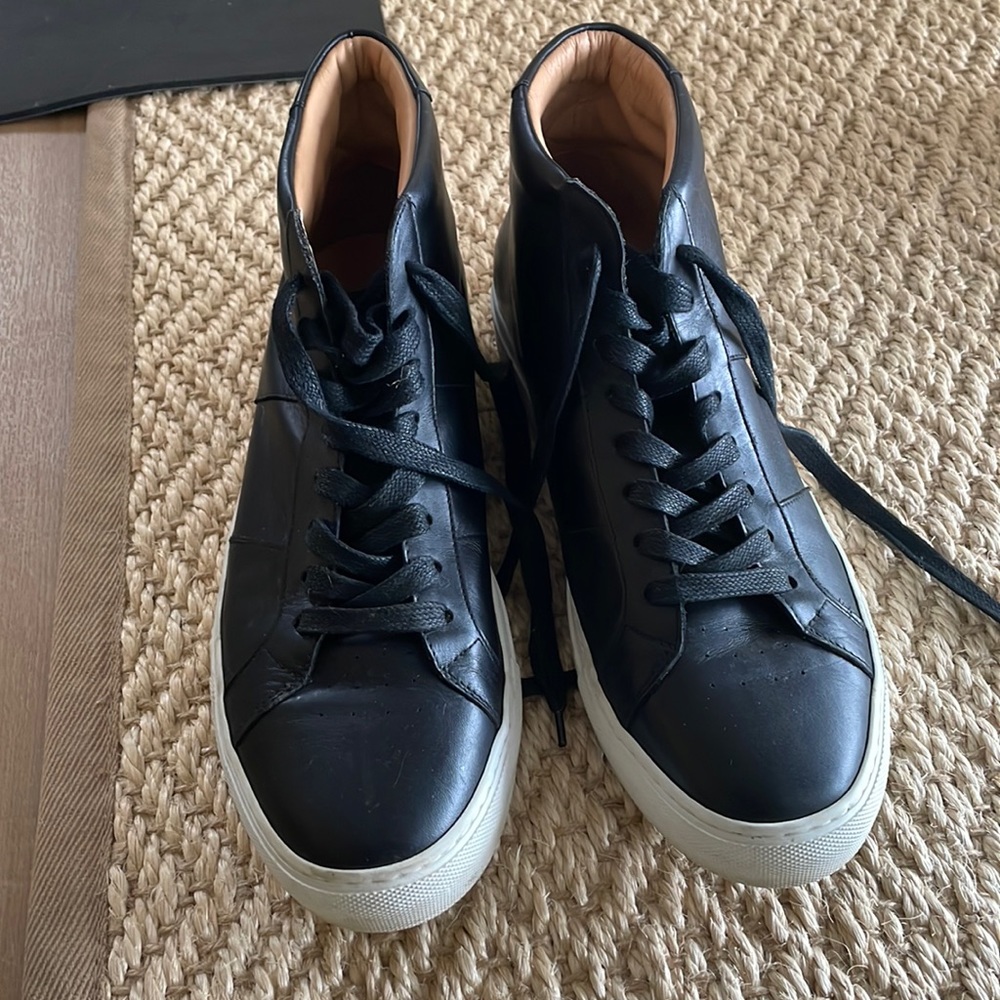 Mens Greats black leather high tops size 11.5